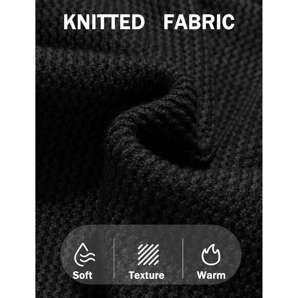 Men's Crewneck Sweaters Dress Long Sleeves Pullover Sweater Knit All Black - Picture 6 of 6